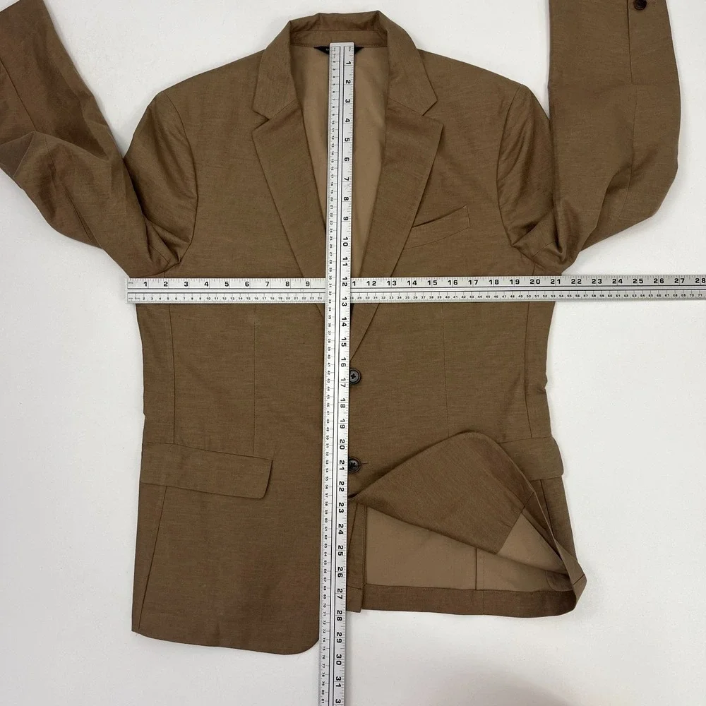 Banana Republic Progetto Uno Slim Italian Cotton Blazer Vicuna Tan Mens 42S